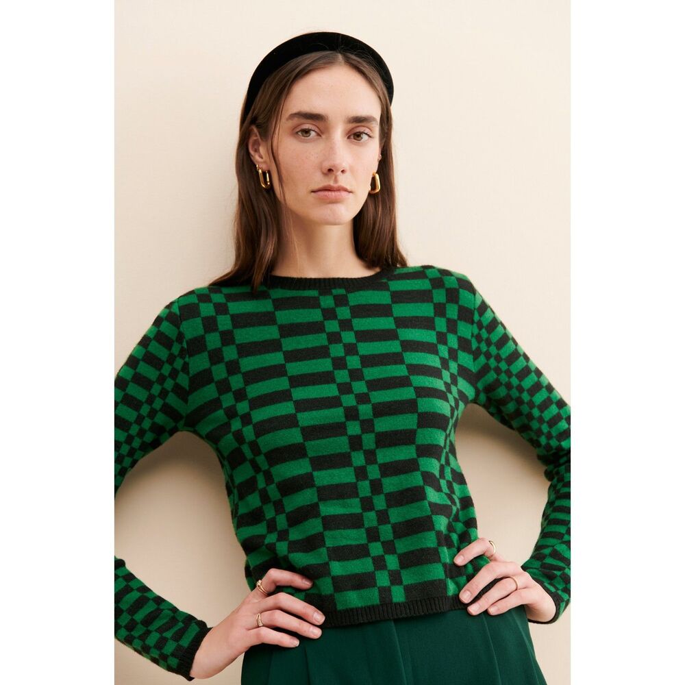 Daydreamer LA Evergreen Check Sweater Size Small $87 retail NWT Soft!